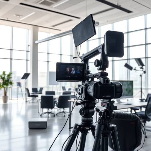 Aurora Studios Office - A modern, open-plan office with video equipment